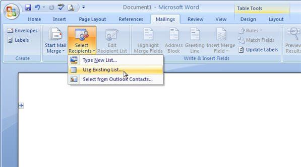 Office 2007 mail merge labels