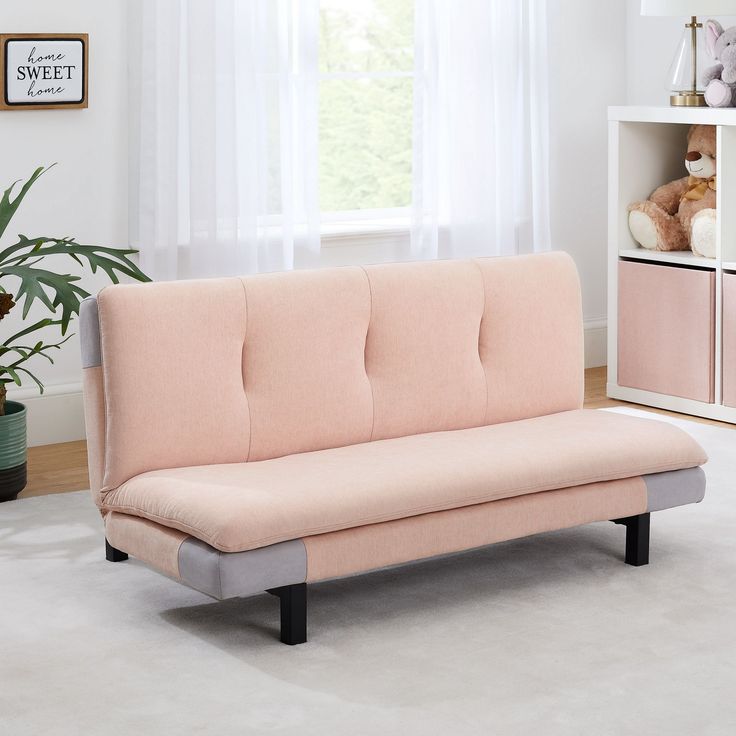 Your Zone Vertical Tufted Upholstered Sofa Bed Pink Com Guest Room Vertical Tufted Upholstered Sofa Bed, Your Zone Grid Tufted Upholstered Sofa Bed Blue