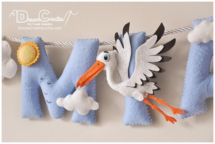 Felt Name Banner Stork Nursery Decor Personalized Gift Felt Etsy Felt Name Banner Name Banners Felt Name