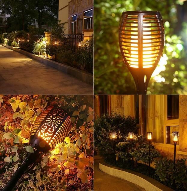 33LED Solar Torch Light Waterproof Flame Flickering Outdoor Garden Lantern Lamp