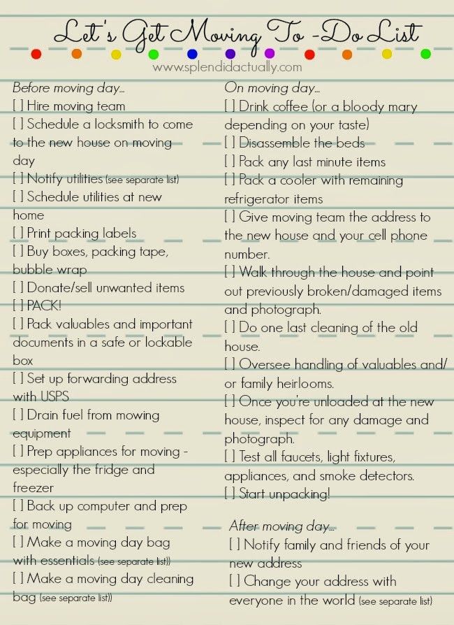 to do list for moving