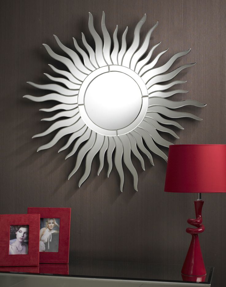 The Sun Ray Mirror Is Something Of A Classic In Art Deco Styling There Clear Glass Circular Cent Design Wall Decor Bedroom Mirror Design Wall Decor, Sun Ray Silver Mirror