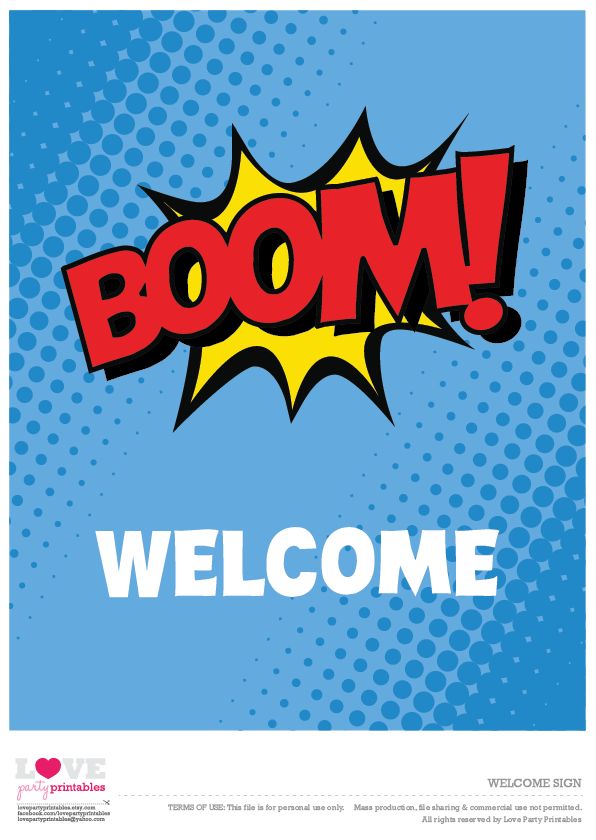 Free Superhero Party Printables Welcome Sign ... Free Superhero Party Printables Welcome Sign ...