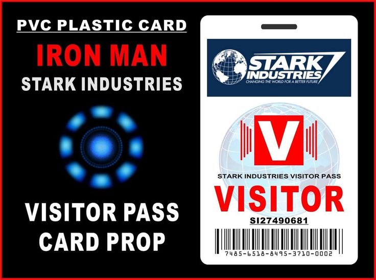 IRON MAN (Stark Industries) VISITOR PASS ID CARD Prop - PVC - id card IRON MAN (Stark Industries) VISITOR PASS ID CARD Prop - PVC - id card