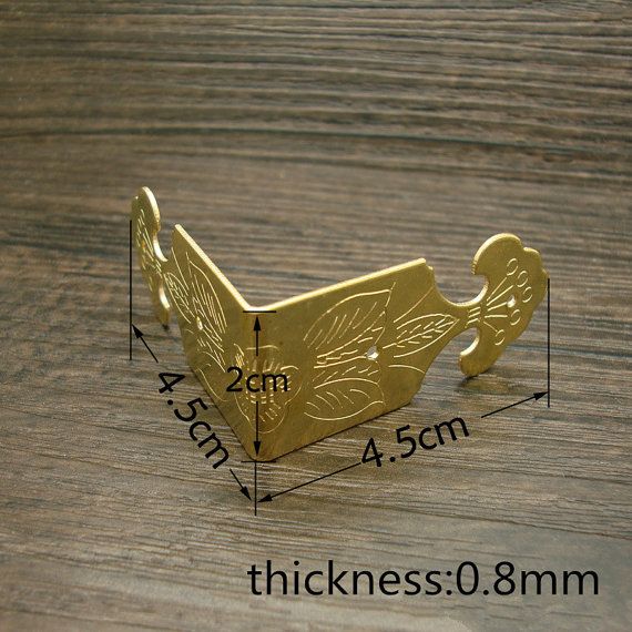 Decorative Table Edge Corner Protectors Brass Desk Gift Case Box Brackets 4Pcs