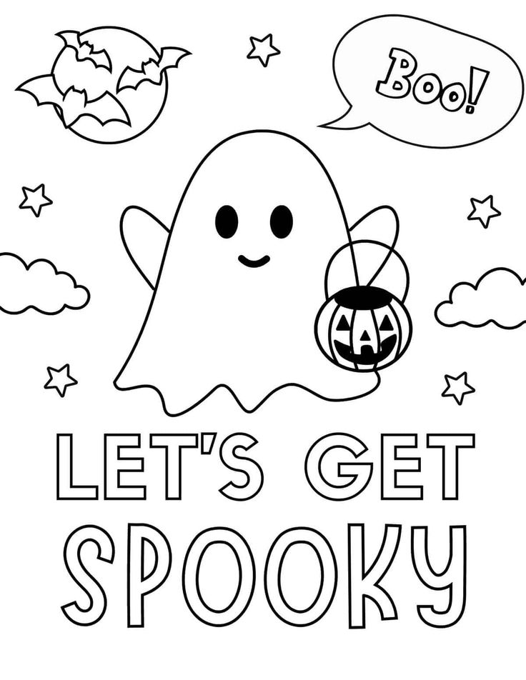 a halloween coloring page with the words let's get spooky
