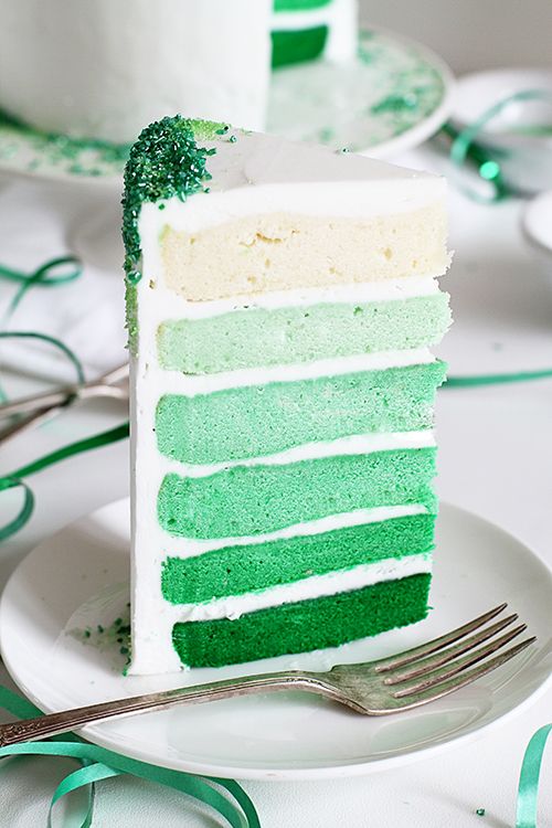 green ombre layer cake