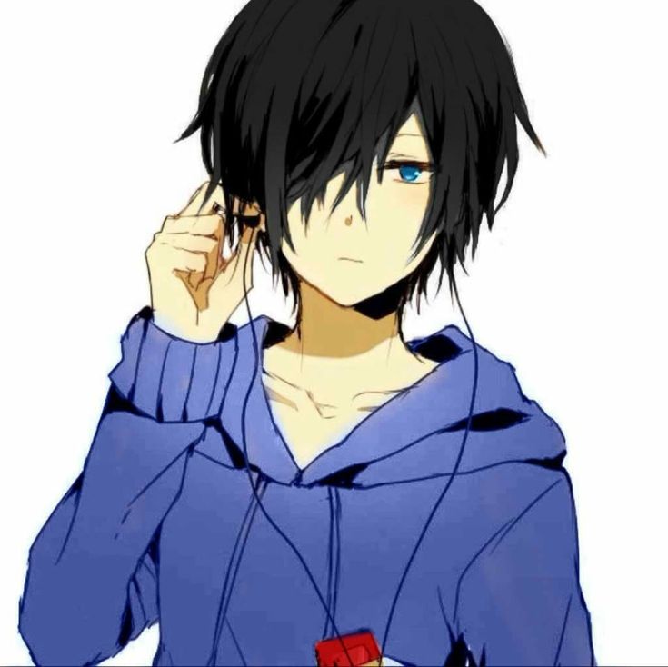 Anime boy with black hair and red eyes