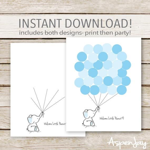 Blue Elephant Baby Shower Guest Book Alternative Instant Download Blue Elephant Baby Shower Guest Book Alternative Instant Download