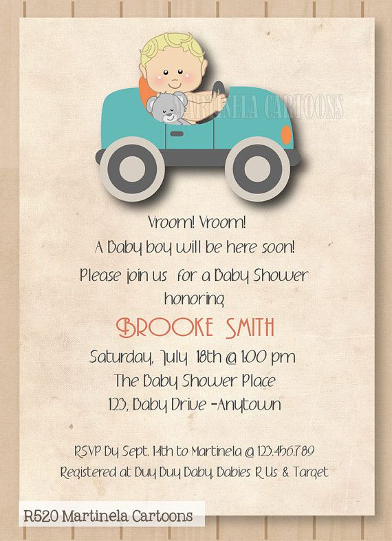 Vintage Car Baby Shower Invitation Retro Style Digital Printable Car Theme Invitations For Vintage Car Baby Shower Invitation Retro Style Digital Printable Car Theme Invitations For
