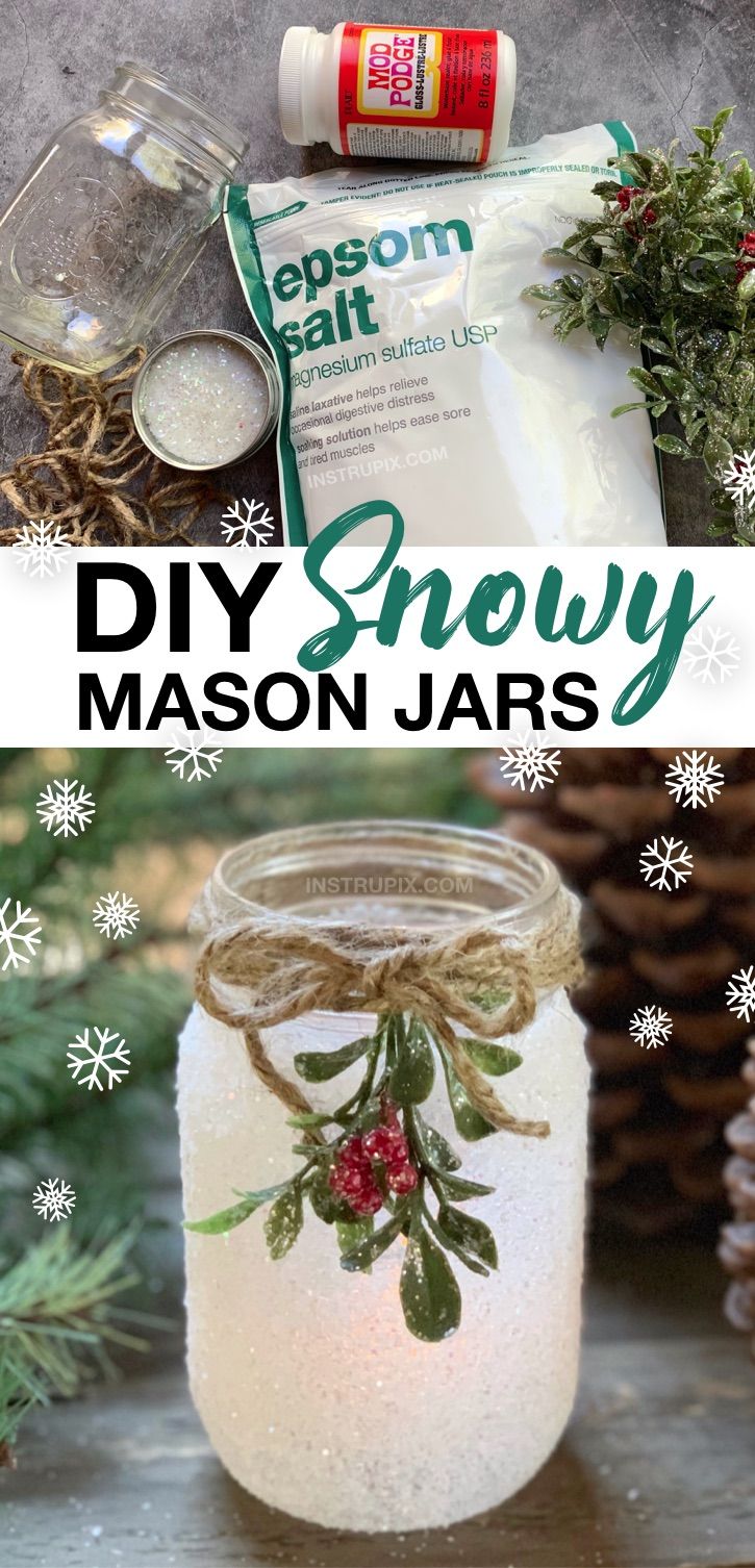 DIY Snowy Mason Jars - One Little Project