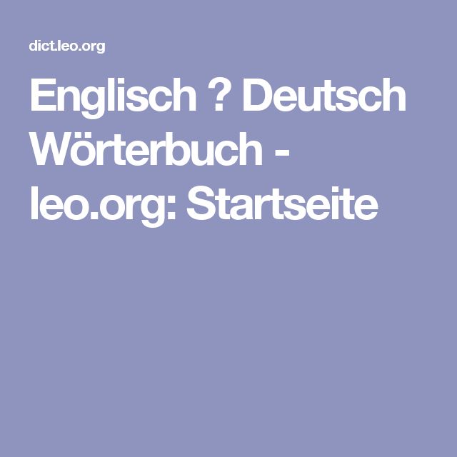 Englisch ⇔ Deutsch Wörterbuch Startseite Englisch deutsch
