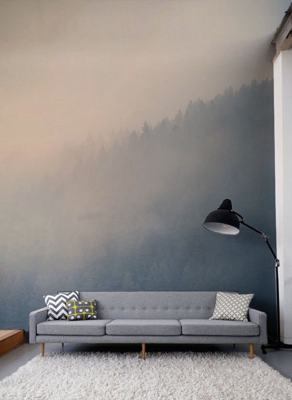 Gaze Across The Treetops With The Beautifully Hazy Forest Wall Mural Soft Pastels Colour Make This A Soothing Wallpaper For Living Room Spaces Gaze Across The Treetops With The Beautifully Hazy Forest Wall Mural Soft Pastels Colour Make This A Soothing Wallpaper For Living Room Spaces