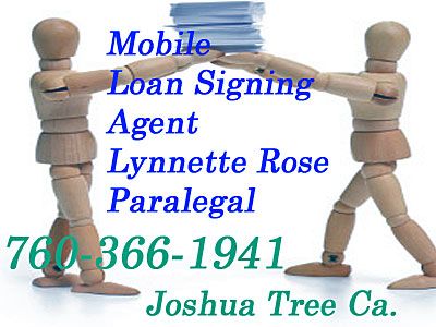 Lynnette Rose Paralegal Joshua Tree California 760-366-1941 Mobile notary service available. 760-366-1941 Fax: 760-366-1991 Hours: 9:00 am. – 4:00 pm. 61325 29 Palms Hwy, Ste. G Joshua Tree, California Serving; 29 Palms, Yucca Valley, Joshua Tree & HI-Desert Calif.