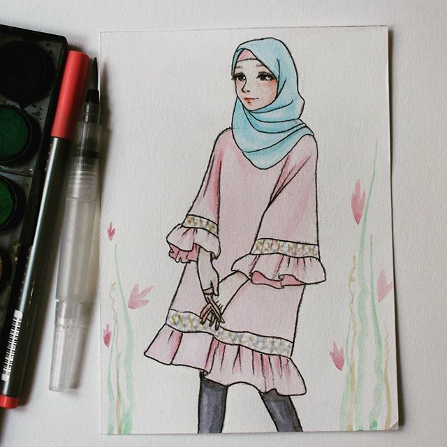 Sketsa Anime Hijab di 2021 | Sketsa, Kartun hijab, Seni kartun