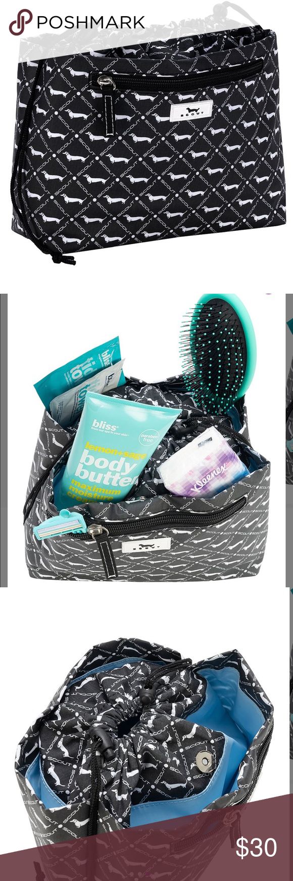 Black and White dog Glam Squad Cosmetic bag Boutique