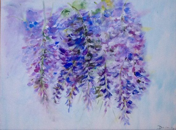 Glycines Aquarelle Glycine Wisteria Peinture Art Fine Art Print