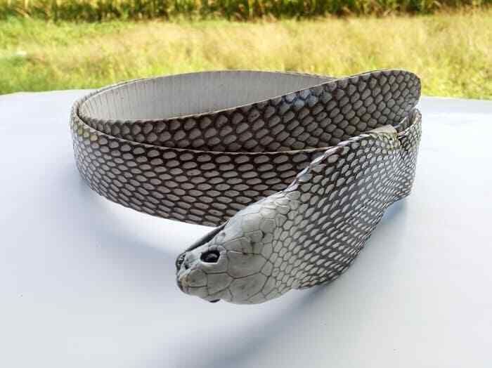 Authentic Snake Skin Mens Genuine Python Leather Natural White Pin Belt