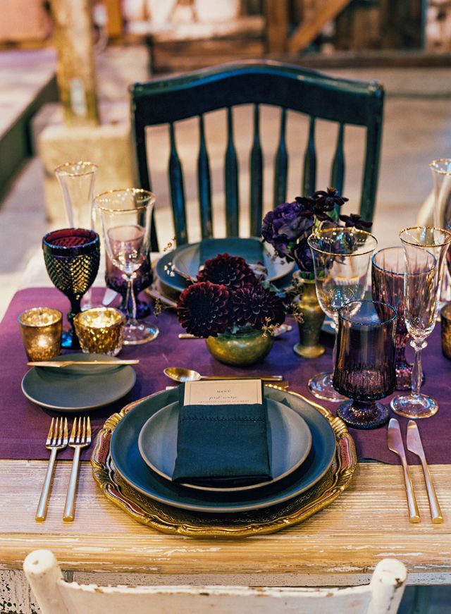 La Tavola Fine Linen Rental: Tuscany Eggplant Table Runners with Hemstitch Black...