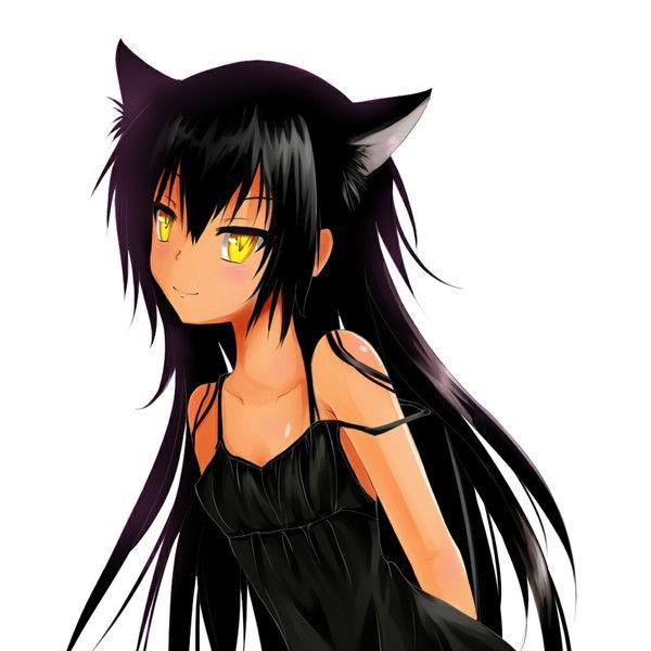 Anime cat girl black hair