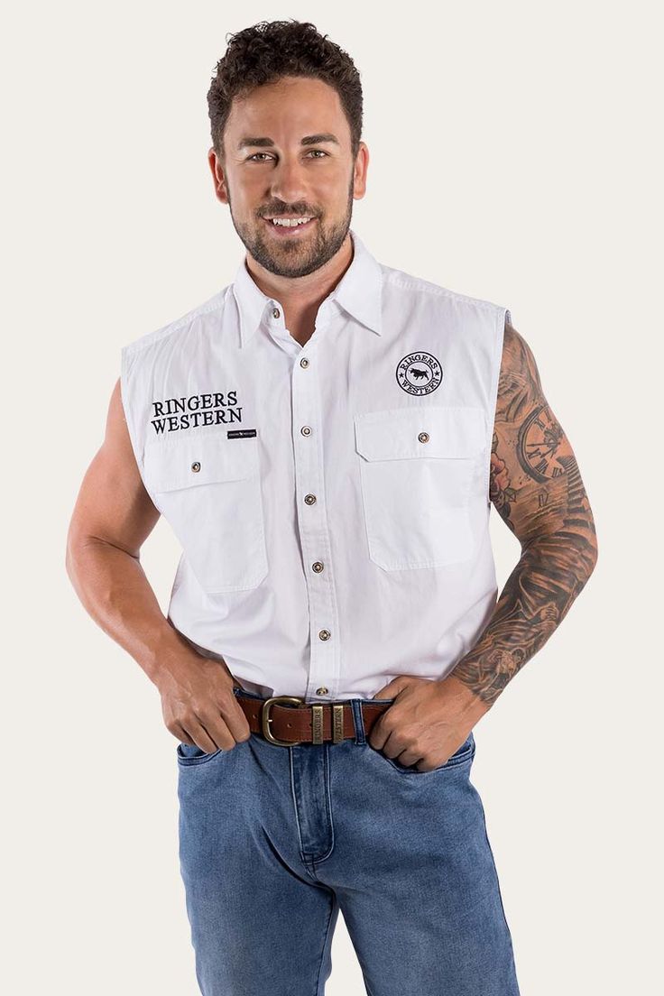 Mens sleeveless cheap western shirts