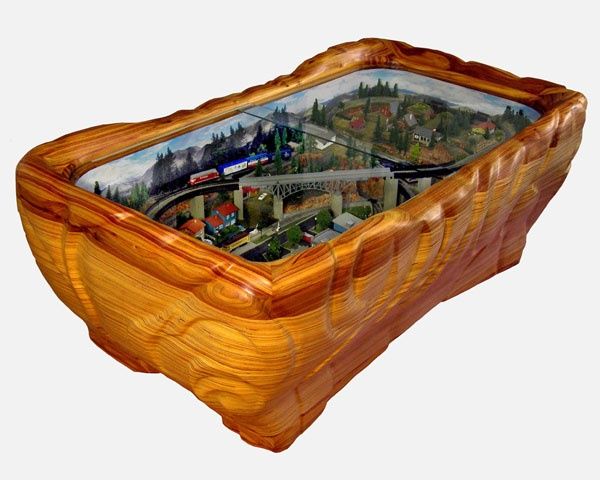 mancave model train | train coffee table | wood carving mancave model train | train coffee table | wood carving