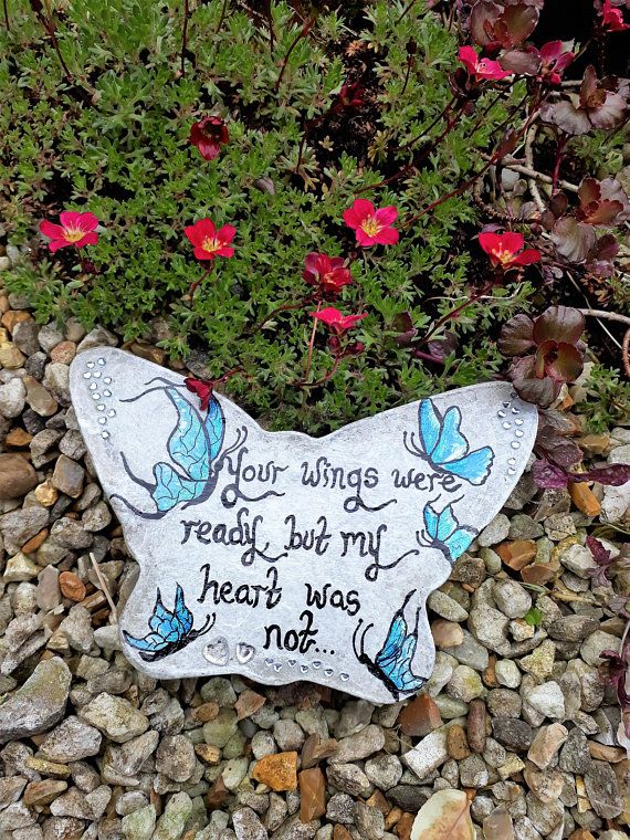 Memorial Stone Painted Pebble Art Erfly Ornament Remembrance Gift In Memory Of Garden Decor Painting Stones Memorial Stone Painted Pebble Art, Memorial Garden Rocks