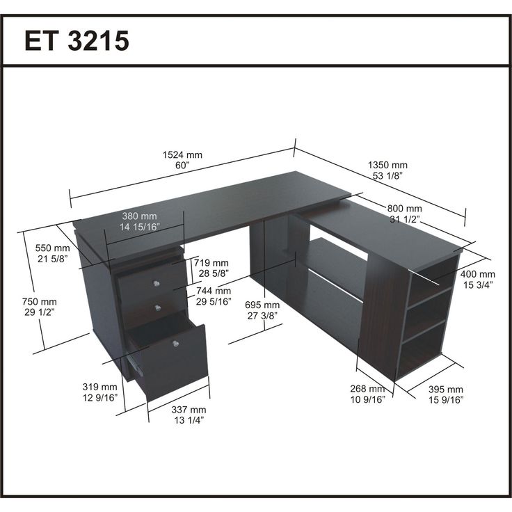 Inval Computer Desk with Shelves | Office table design, Office interior