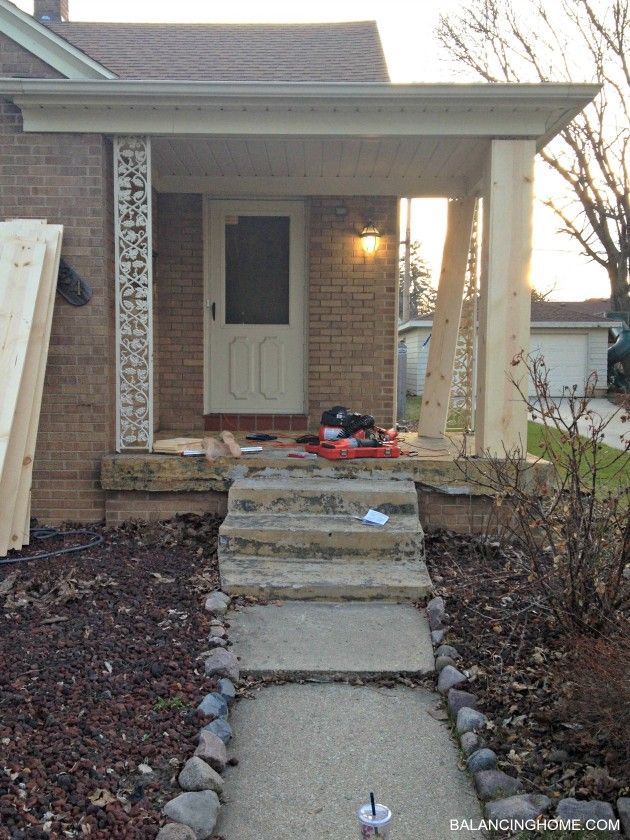 Porch Makeover Details Columns Wrought Iron And