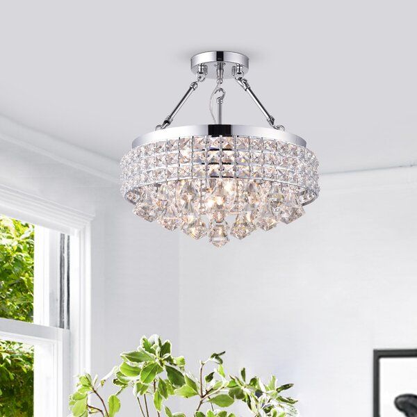 Nelia 4 Light 15 Chandelier Style Tiered Semi Flush Mount Ceiling Lights Chandelier Flush Ceiling Lights, Chandelier Style Tiered Semi Flush Mount