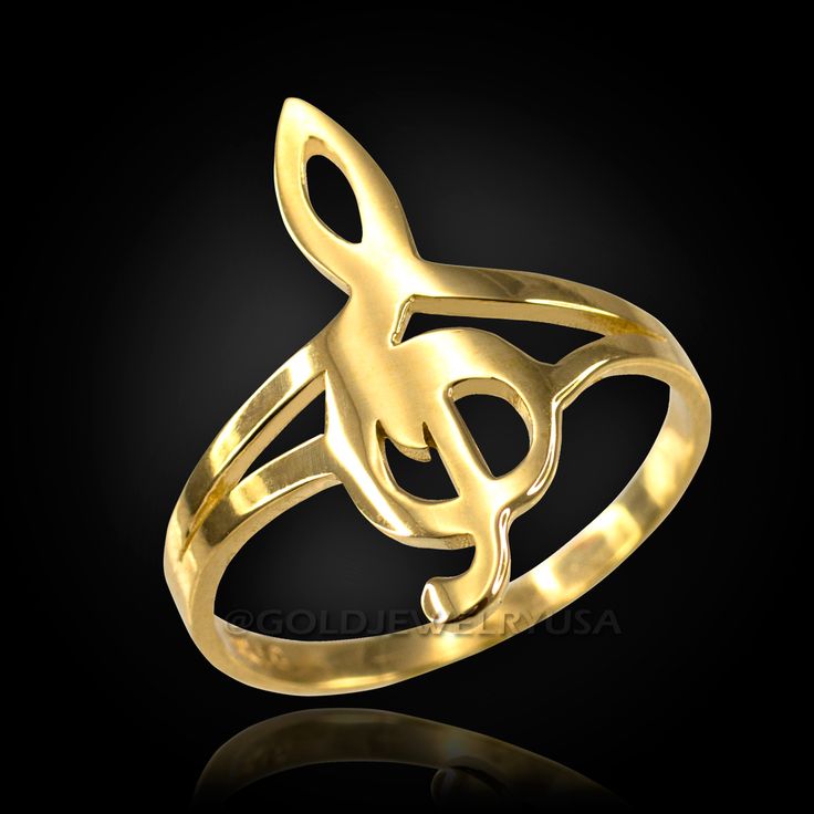 Gold G Clef Treble Music Note Ring Music Note Ring Gold G Yellow Gold Mens Rings