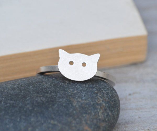 Cat Earring Stud With Diamond Eyes Kitten Stud Earrings With Diamond Eyes Cat Earrings Studs Stud Earrings Cat Earrings