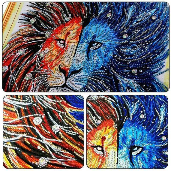 5d Diy Special Shaped Diamond Painting Colorful Lion Picture Diamond Painting Diamond Drawing Colorful Lion