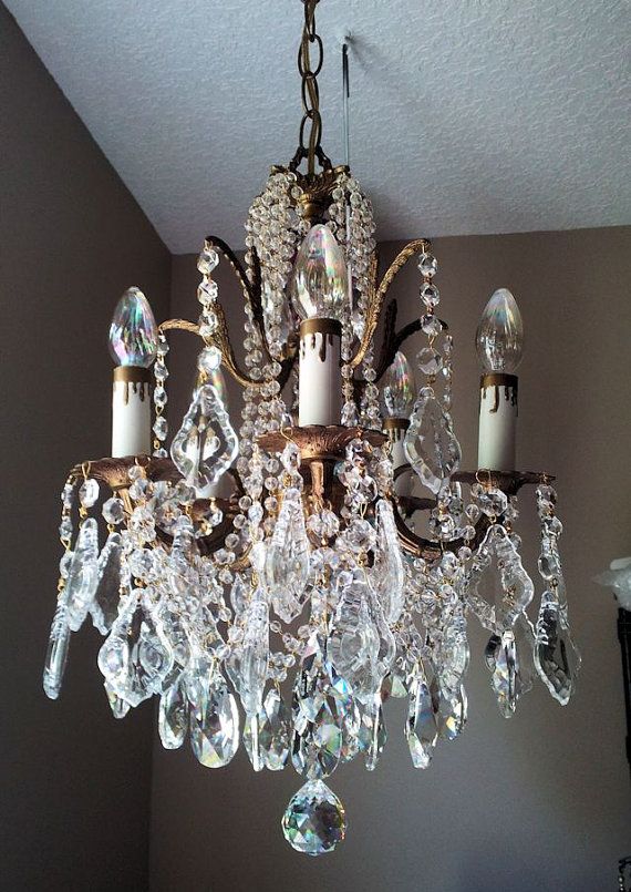 137 Best Vintage Crystal Chandelier Obsession Images On Exquisite Vintage French Brass And Crystal Petite Chandelier