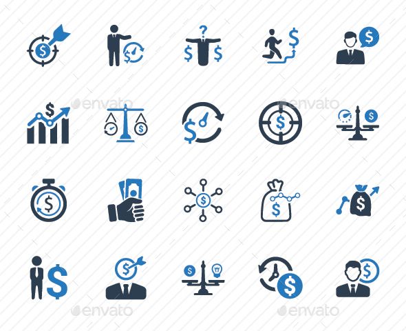 Budget Plan Icons Blue Version Planning