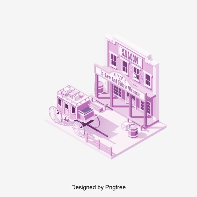 Cartoon 2 5d Building Decoration Pattern Building Icon Western