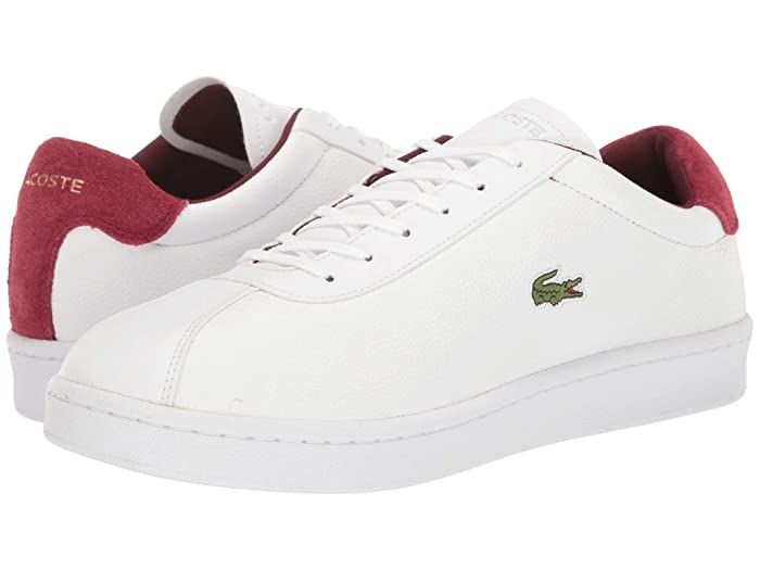 Lacoste Masters 319 1 White Dark Red Men S Shoes A Mixed Finish Upper And Signature Logo Details Make The Lacoste Masters Cup Lacoste Sneakers White Sneaker