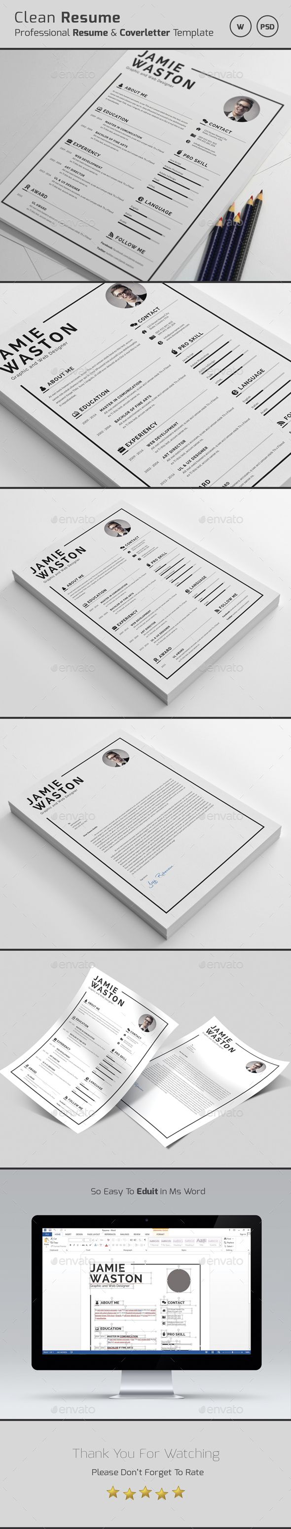 #Resume - Resumes #Stationery Download here: https://graphicriver.net/item/resume/19208129?ref=alena994
