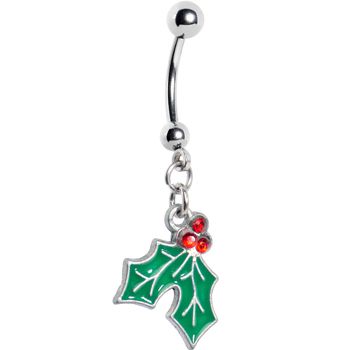 Holiday Mistletoe Dangle Belly Ring Holiday Mistletoe Dangle Belly Ring