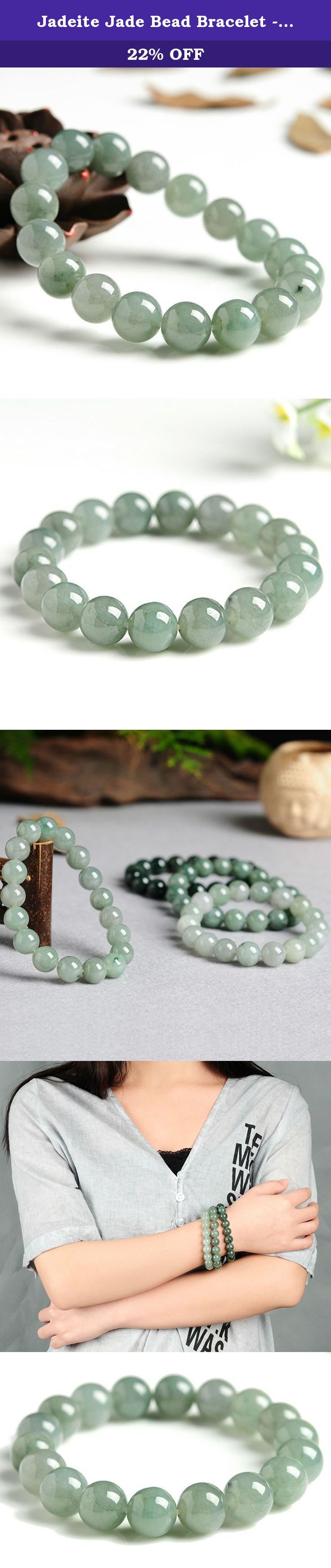 Jadeite Jade Bead Bracelet - 10mm (Grade A). 100% handmade carving
