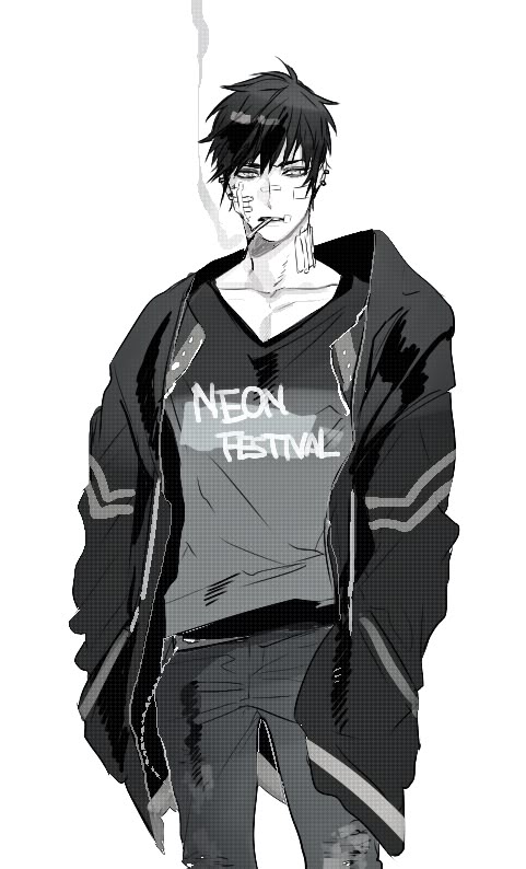 Anime bad boy with black hair
