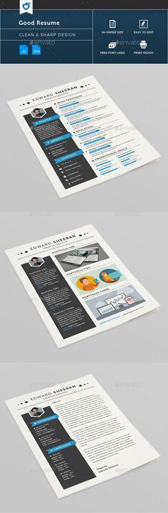 #Good Resume - #Resumes #Stationery Download here: https://graphicriver.net/item/good-resume/11165982?ref=alena994