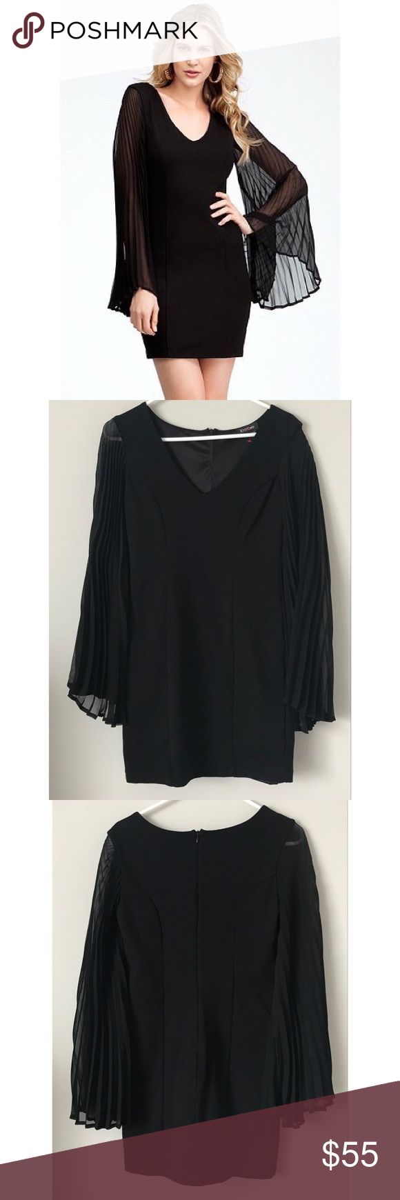 Polyester Princess Seam Dress with Bell Sleeves Polyester Princess Seam Dress with Bell Sleeves