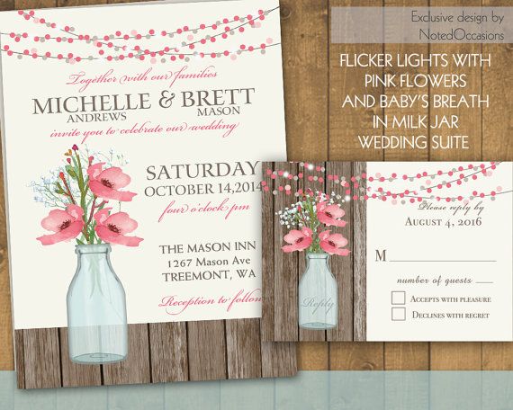 Mason Jar Wedding Invitation Suite Mason Jar Wedding Invitation Suite