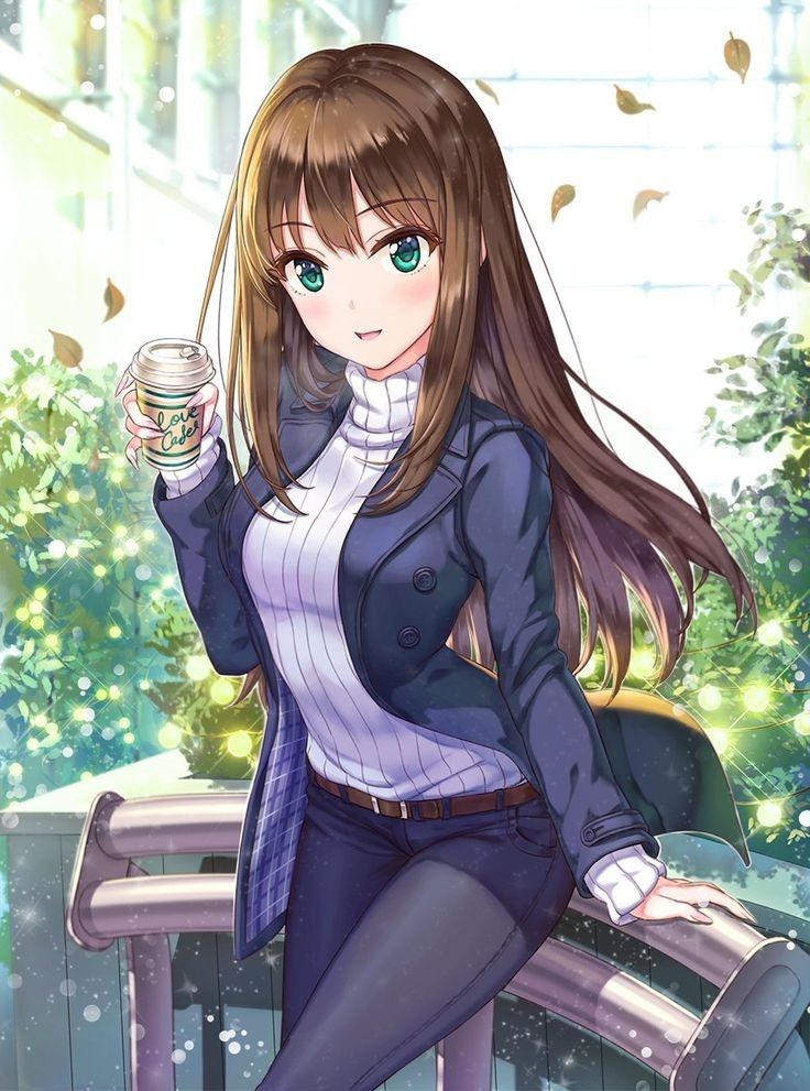 Anime woman brown hair