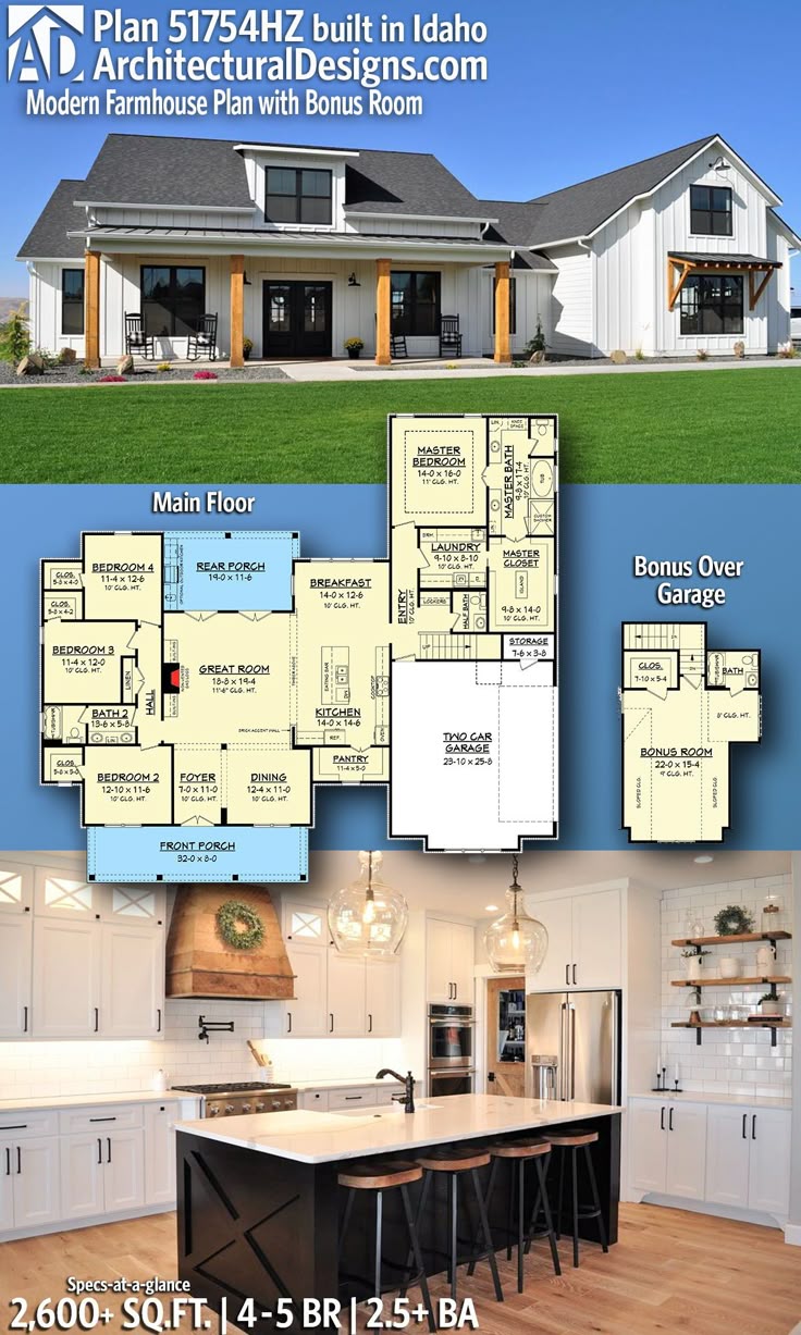 Top house plan- 4 beds, big kitchen, bathroom near garage entrance, basement opt...