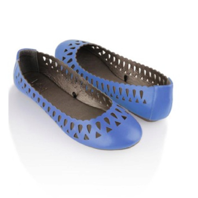 white and blue flats