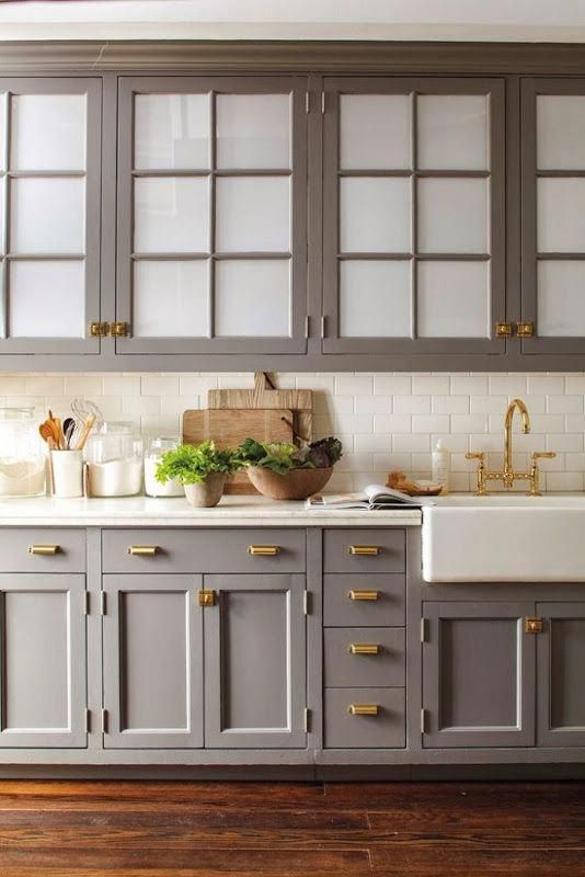 Gray Kitchen Cabinets With Brass Hardware And White Marble Countertops I M Not Sure Cabi Cabinet Design Grey Designs Remodel Gray Kitchen Cabinets With Brass, Brass Knobs For Kitchen Cupboards