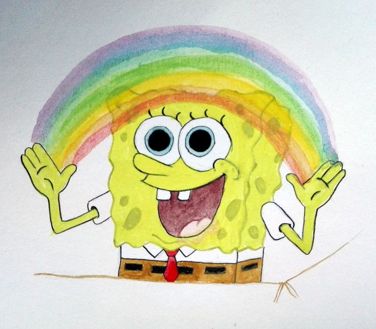 watercolor spongebob imagination rainbow painting