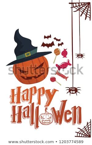 happy halloween card template design with cute simple cartoon style